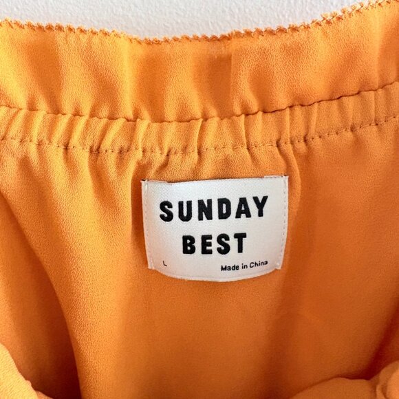 Aritzia Sunday Best Blixen Ruffled Mini Dress Marigold Mustard Yellow Large - Picture 5 of 6